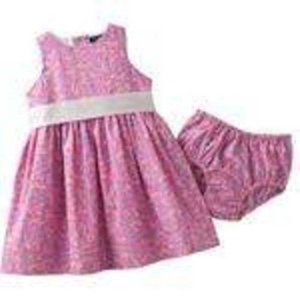 *Sun Dress & Bloomers Chaps 24 months Pink Floral 2 Pc Sleeveless Summer Girls
